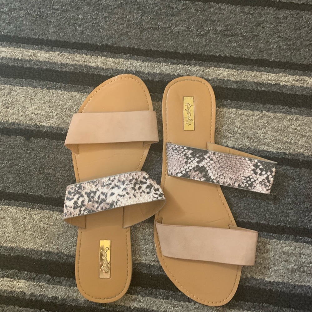 Nude/Snake Skin Sandals